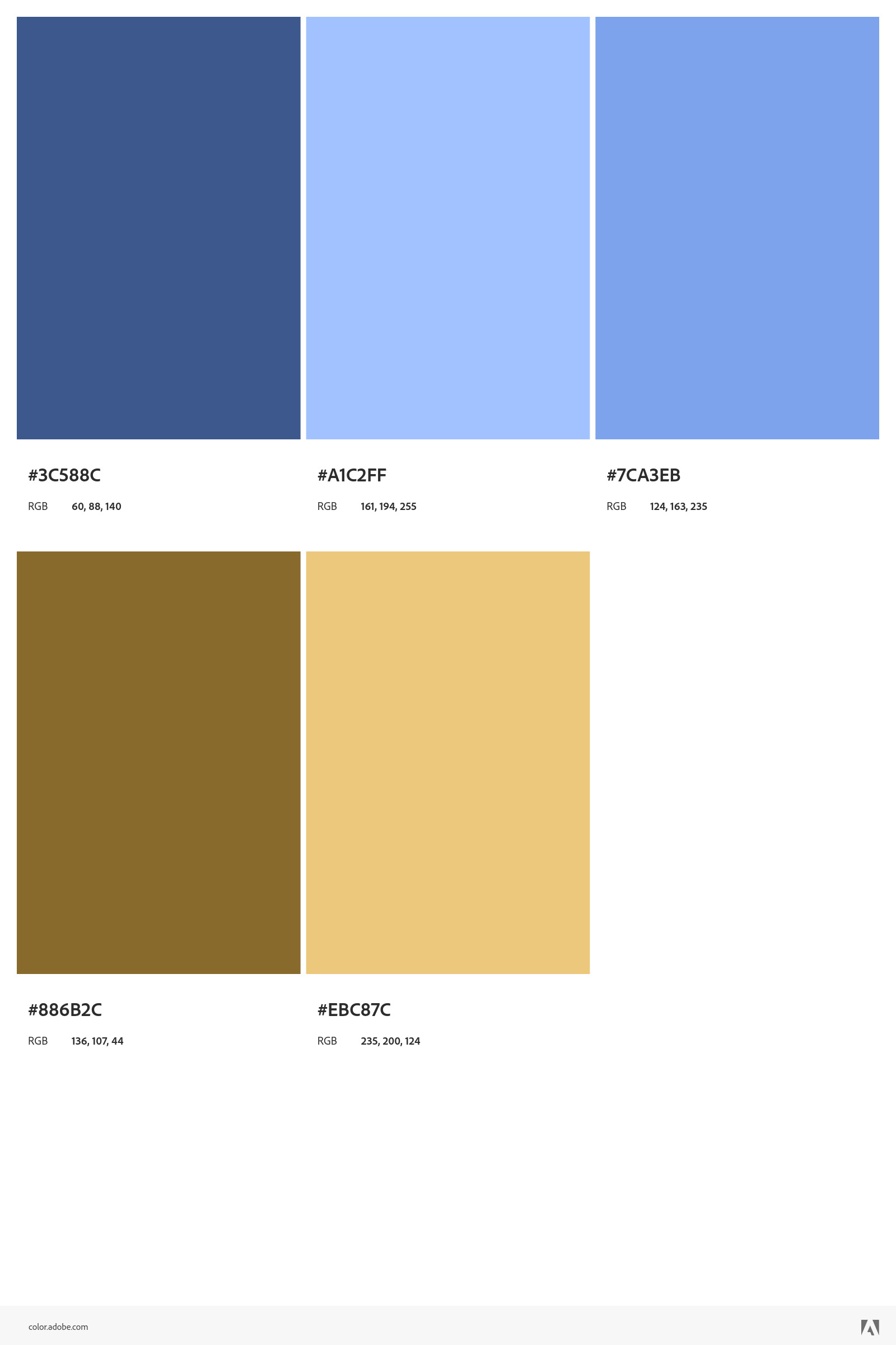 Eine Farbpalette mit sanften Blau- und Brauntönen